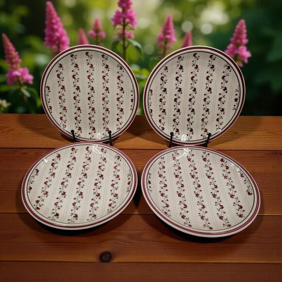 4 Regency American Country Collection Newcor Stoneware Williamsburg Salad Plates - Picture 1 of 9